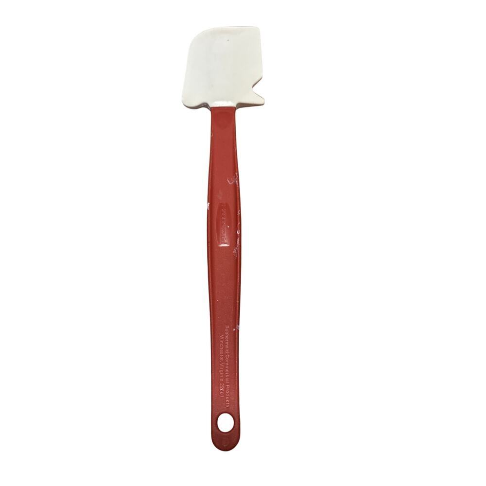 Rubbermaid Commercial White Silicone Spatula Red Handle 13